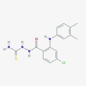 molecular formula C16H17ClN4OS B061563 Benzoic acid, 4-chloro-2-((3,4-dimethylphenyl)amino)-, 2-(aminothioxomethyl)hydrazide CAS No. 195370-38-8