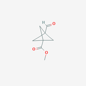 molecular formula C8H10O3 B061601 3-甲酰基双环[1.1.1]戊烷-1-甲酸甲酯 CAS No. 180464-92-0