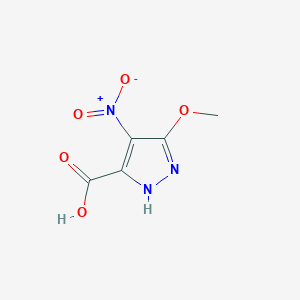 molecular formula C5H5N3O5 B061619 3-甲氧基-4-硝基-1H-吡唑-5-羧酸 CAS No. 161235-54-7