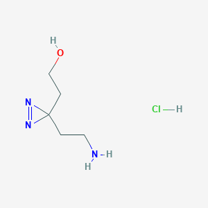 molecular formula C5H12ClN3O B6162363 2-[3-(2-aminoethyl)-3H-diazirin-3-yl]ethan-1-ol hydrochloride CAS No. 2098034-58-1