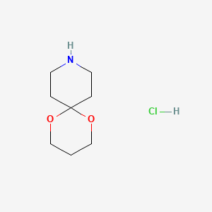 molecular formula C8H16ClNO2 B6163236 1,5-dioxa-9-azaspiro[5.5]undecane hydrochloride CAS No. 71879-41-9