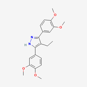molecular formula C21H24N2O4 B6164197 3,5-BIS(3,4-DIMETHOXYPHENYL)-4-ETHYL-1H-PYRAZOLE CAS No. 1159988-72-3