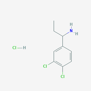 molecular formula C9H12Cl3N B6166154 1-(3,4-dichlorophenyl)propan-1-amine hydrochloride CAS No. 847448-33-3