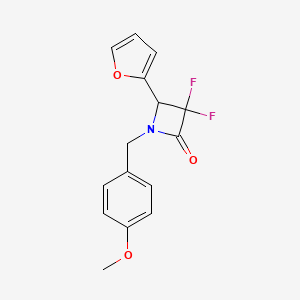 molecular formula C15H13F2NO3 B6169185 3,3-difluoro-4-(furan-2-yl)-1-[(4-methoxyphenyl)methyl]azetidin-2-one CAS No. 326615-15-0