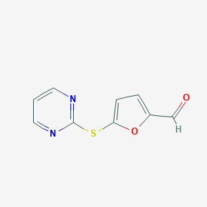 molecular formula C9H6N2O2S B061730 5-(嘧啶-2-基硫基)-呋喃-2-甲醛 CAS No. 57603-82-4
