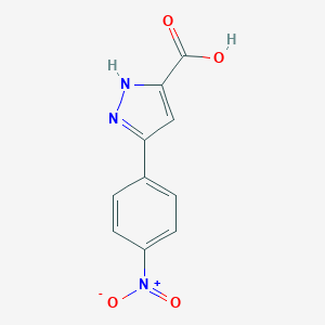 molecular formula C10H7N3O4 B061742 5-(4-硝基苯基)-1H-吡唑-3-甲酸 CAS No. 189083-63-4