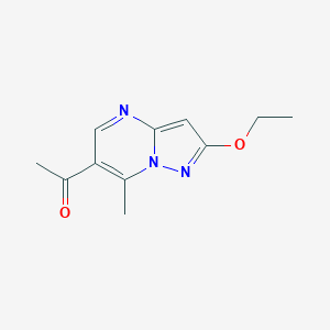 molecular formula C11H13N3O2 B061824 1-(2-Ethoxy-7-methylpyrazolo[1,5-a]pyrimidin-6-yl)ethanone CAS No. 159976-76-8