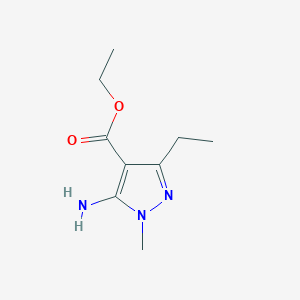 molecular formula C9H15N3O2 B062064 Ethyl 5-amino-3-ethyl-1-methylpyrazole-4-carboxylate CAS No. 159709-52-1