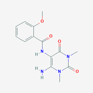 molecular formula C14H16N4O4 B062073 N-(4-amino-1,3-dimethyl-2,6-dioxopyrimidin-5-yl)-2-methoxybenzamide CAS No. 166115-65-7