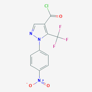 molecular formula C11H5ClF3N3O3 B062080 1-(4-硝基苯基)-5-(三氟甲基)吡唑-4-甲酰氯 CAS No. 175137-36-7