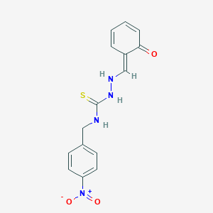 molecular formula C15H14N4O3S B062097 2-((2-Hydroxyphenyl)methylene)-N-((4-nitrophenyl)methyl)hydrazinecarbothioamide CAS No. 186453-54-3