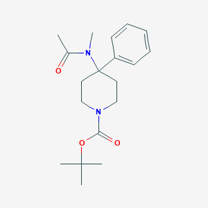 molecular formula C19H28N2O3 B062101 叔丁基 4-[乙酰(甲基)氨基]-4-苯基哌啶-1-氨基甲酸酯 CAS No. 182621-53-0