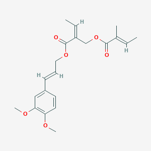 molecular formula C21H26O6 B062186 [(E)-3-(3,4-dimethoxyphenyl)prop-2-enyl] (Z)-2-[[(E)-2-methylbut-2-enoyl]oxymethyl]but-2-enoate CAS No. 161928-84-3
