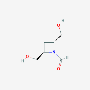 molecular formula C6H11NO3 B062205 (2R,4R)-2,4-bis(hydroxymethyl)azetidine-1-carbaldehyde CAS No. 168648-14-4