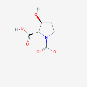 molecular formula C10H17NO5 B062213 (2S,3S)-1-(tert-Butoxycarbonyl)-3-hydroxypyrrolidine-2-carboxylic acid CAS No. 187039-57-2