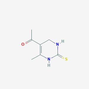 molecular formula C7H10N2OS B062273 Ethanone, 1-(1,2,3,4-tetrahydro-6-methyl-2-thioxo-5-pyrimidinyl)-(9CI) CAS No. 159582-42-0