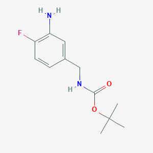 molecular formula C12H17FN2O2 B6236746 tert-butyl N-[(3-amino-4-fluorophenyl)methyl]carbamate CAS No. 657409-24-0