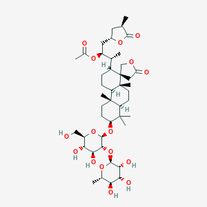 molecular formula C44H70O16 B062390 [(2S,3R)-3-[(1S,2R,4Ar,4bR,7S,8aR,10aR)-7-[(2R,3R,4S,5S,6R)-4,5-dihydroxy-6-(hydroxymethyl)-3-[(2S,3R,4R,5R,6S)-3,4,5-trihydroxy-6-methyloxan-2-yl]oxyoxan-2-yl]oxy-4b,8,8,10a-tetramethyl-2'-oxospiro[2,3,4,4a,5,6,7,8a,9,10-decahydrophenanthrene-1,4'-oxolane]-2-yl]-1-[(2S,4R)-4-methyl-5-oxooxolan-2-yl]butan-2-yl] acetate CAS No. 174902-16-0