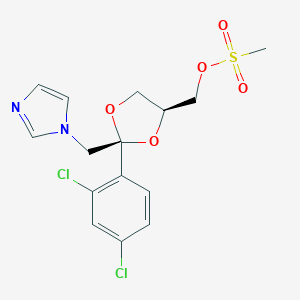 molecular formula C15H16Cl2N2O5S B062395 cis-2-(2,4-Dichlorophenyl)-2-(1H-imidazol-1-ylmethyl)-1,3-dioxolane-4-ylmethyl methanesulphonate CAS No. 170210-50-1