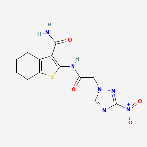 molecular formula C13H14N6O4S B6241407 2-[2-(3-nitro-1H-1,2,4-triazol-1-yl)acetamido]-4,5,6,7-tetrahydro-1-benzothiophene-3-carboxamide CAS No. 333762-94-0