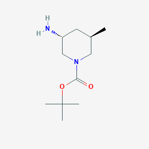 molecular formula C11H22N2O2 B6245694 外消旋-叔丁基(3R,5R)-3-氨基-5-甲基哌啶-1-羧酸盐，反式 CAS No. 1932333-90-8