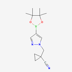 molecular formula C14H20BN3O2 B6246626 1-{[4-(tetramethyl-1,3,2-dioxaborolan-2-yl)-1H-pyrazol-1-yl]methyl}cyclopropane-1-carbonitrile CAS No. 1233526-27-6