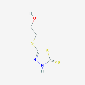 molecular formula C4H6N2OS3 B6250877 2-[(5-sulfanyl-1,3,4-thiadiazol-2-yl)sulfanyl]ethan-1-ol CAS No. 57037-59-9