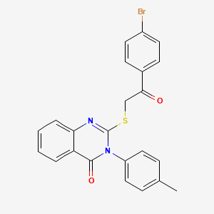 molecular formula C23H17BrN2O2S B6264408 2-{[2-(4-bromophenyl)-2-oxoethyl]sulfanyl}-3-(4-methylphenyl)-3,4-dihydroquinazolin-4-one CAS No. 331972-22-6