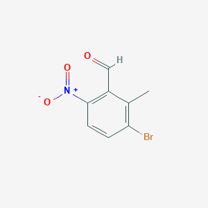 molecular formula C8H6BrNO3 B6265983 3-bromo-2-methyl-6-nitrobenzaldehyde CAS No. 83647-41-0