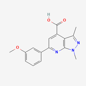 molecular formula C16H15N3O3 B6267397 6-(3-methoxyphenyl)-1,3-dimethyl-1H-pyrazolo[3,4-b]pyridine-4-carboxylic acid CAS No. 937597-68-7