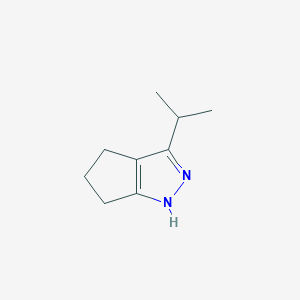molecular formula C9H14N2 B062702 Cyclopentapyrazole, 1,4,5,6-tetrahydro-3-(1-methylethyl)-(9CI) CAS No. 172479-45-7
