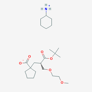 molecular formula C23H43NO6 B062704 (S)-1-(2-tert-Butoxycarbonyl-3-(2-methoxyethoxy)propyl)-1-cyclopentanecarboxylic acid, cyclohexylamine salt CAS No. 167944-94-7