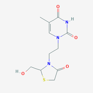 2,4(1H,3H)-Pyrimidinedione, 1-(2-(2-(hydroxymethyl)-4-oxo-3-thiazolidinyl)ethyl)-5-methyl-