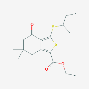 molecular formula C17H24O3S2 B062716 Ethyl 3-(sec-butylthio)-6,6-dimethyl-4-oxo-4,5,6,7-tetrahydrobenzo[c]thiophene-1-carboxylate CAS No. 172516-44-8