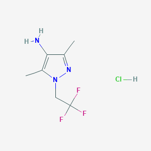molecular formula C7H11ClF3N3 B6281100 3,5-dimethyl-1-(2,2,2-trifluoroethyl)-1H-pyrazol-4-amine hydrochloride CAS No. 1431966-31-2