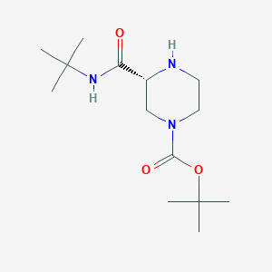 molecular formula C14H27N3O3 B062833 tert-butyl (3R)-3-(tert-butylcarbamoyl)piperazine-1-carboxylate CAS No. 171866-36-7