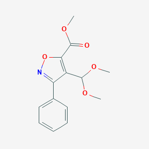 molecular formula C14H15NO5 B062841 Methyl 4-(dimethoxymethyl)-3-phenyl-1,2-oxazole-5-carboxylate CAS No. 161126-48-3