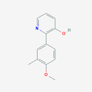 molecular formula C13H13NO2 B6285891 3-Hydroxy-2-(4-methoxy-3-methylphenyl)pyridine, 95% CAS No. 93189-30-1