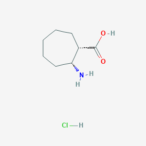 molecular formula C8H16ClNO2 B6286010 (1S,2R)-2-Amino-cycloheptane carboxylic acid hydrochloride CAS No. 522644-09-3