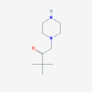 molecular formula C10H20N2O B6286070 3,3-Dimethyl-1-piperazin-1-yl-butan-2-one;  97% CAS No. 926229-38-1