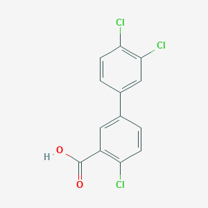 molecular formula C13H7Cl3O2 B6286082 2-Chloro-5-(3,4-dichlorophenyl)benzoic acid, 95% CAS No. 926255-97-2