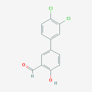 molecular formula C13H8Cl2O2 B6286128 4-(3,4-Dichlorophenyl)-2-formylphenol, 95% CAS No. 926220-49-7