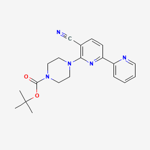 molecular formula C20H23N5O2 B6286155 叔丁基 4-[3-氰基-6-(吡啶-2-基)吡啶-2-基]哌嗪-1-羧酸酯 CAS No. 946385-30-4