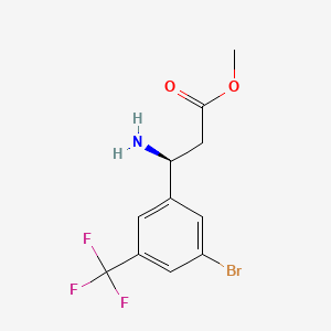 molecular formula C11H11BrF3NO2 B6286230 Methyl (3S)-3-amino-3-[3-bromo-5-(trifluoromethyl)phenyl]propanoate HCl salt, 95% CAS No. 1213590-57-8
