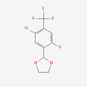 molecular formula C10H7BrF4O2 B6286429 2-(5-Bromo-2-fluoro-4-(trifluoromethyl)phenyl)-1,3-dioxolane CAS No. 2643367-88-6