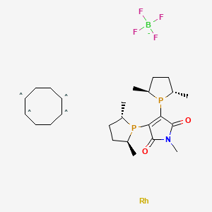 molecular formula C25H39BF4NO2P2Rh- B6286621 (+)-2,3-Bis[2S,5S)-2,5-dimethylphospholanyl]maleic imide(1,5-cyclooctadiene)rhodium(I) tetrafluoroborate, 98% CAS No. 821793-43-5