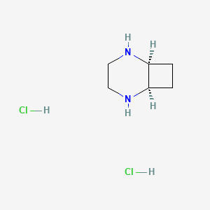 molecular formula C6H14Cl2N2 B6286676 cis-2,5-Diazabicyclo[4.2.0]octane dihydrochloride CAS No. 2566777-95-3
