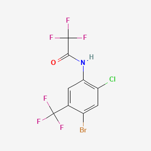 molecular formula C9H3BrClF6NO B6286778 N-(4-Bromo-2-chloro-5-(trifluoromethyl)phenyl)-2,2,2-trifluoroacetamide CAS No. 2635937-82-3