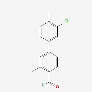 molecular formula C15H13ClO B6286867 3'-Chloro-3,4'-dimethyl-[1,1'-biphenyl]-4-carbaldehyde CAS No. 1994157-12-8