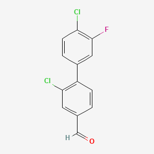 molecular formula C13H7Cl2FO B6286880 2,4'-Dichloro-3'-fluoro-[1,1'-biphenyl]-4-carbaldehyde CAS No. 2624416-83-5